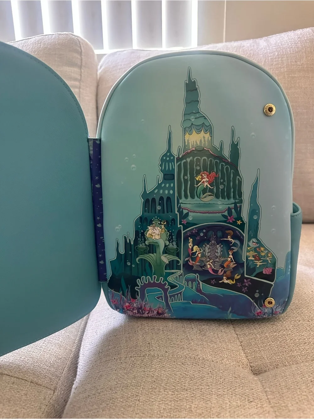 Disney Little Mermaid Loungefly Backpack Ariel Castle New